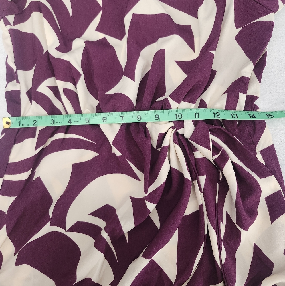 MANGO Purple Cream Abstract Print Lightweight Long Sleeve Mini Dress Medium NWT - Picture 12 of 15